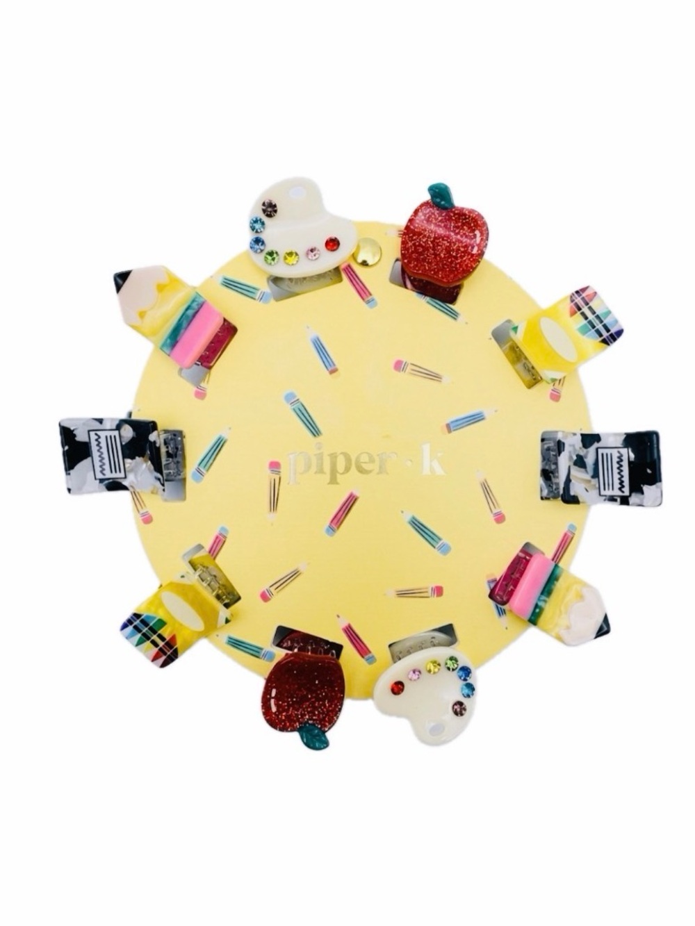 NWT ✏️ 🍎🎨 Piper K Back to School Hair Claw Clips set of 10!
